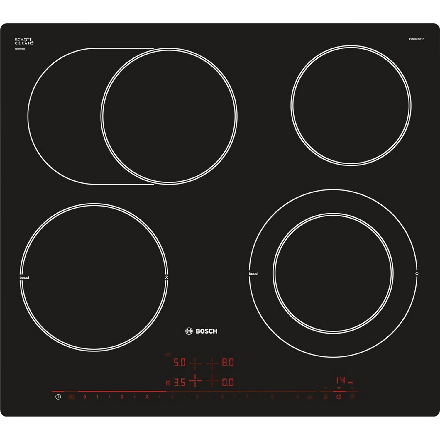 Bosch PKN601DP1D Glaskeramikkochfeld 60cm Flächenbündig