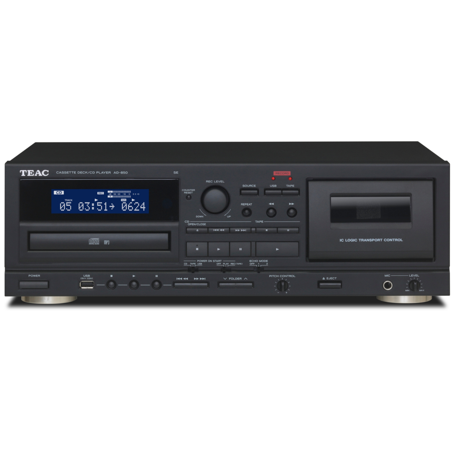 Teac AD-850-SE schwarz CD-player/Cassette/USB