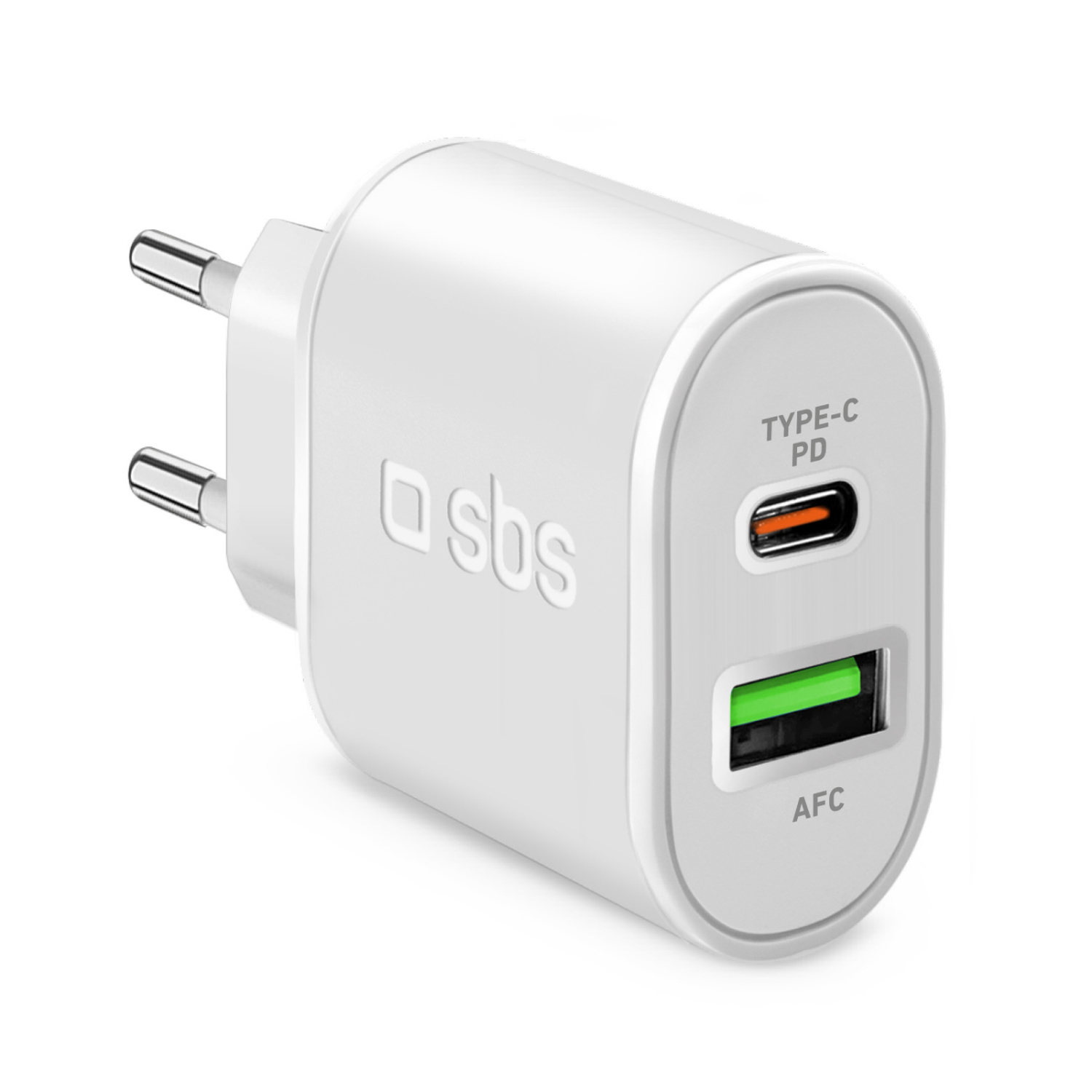 SBS Wall Charger weiss 20W 2 Anschl. TETRPD20W 1xUSB-A + 1xUSB-C PD 20W