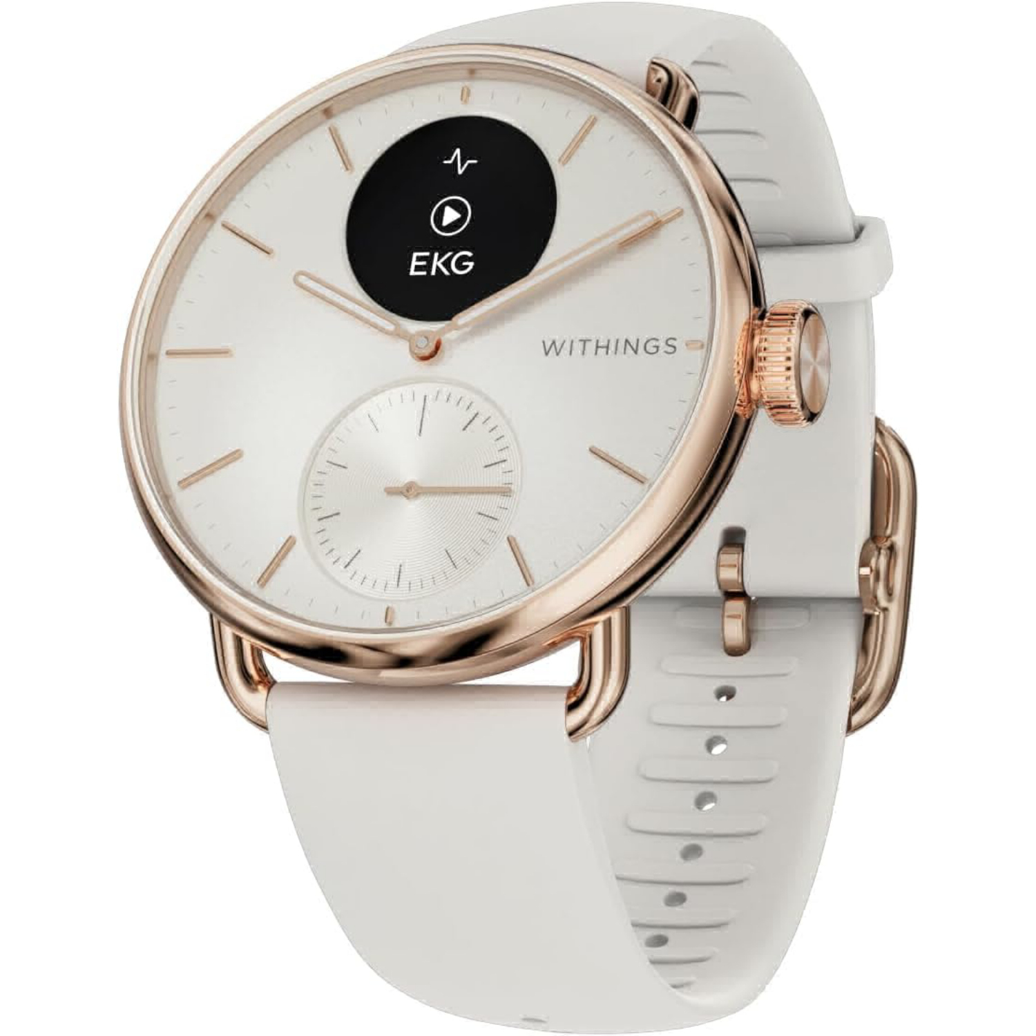 Withings ScanWatch 2 38mm weiß/rosegold Hybrid Smartwatch mit EKG und Oximeter